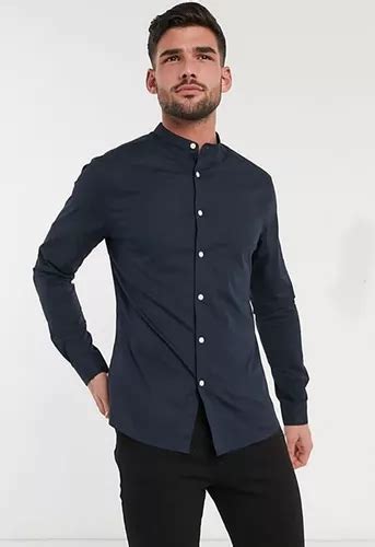 Camisa Cuello Mao Slim Fit Algodon 1106 De Caballero Mercadolibre