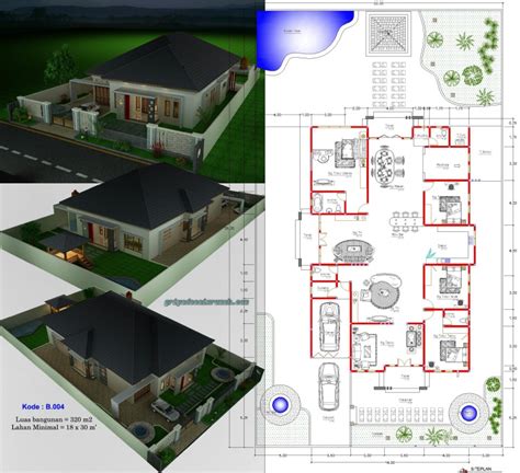 Gambar Denah Rumah Minimalis 4 Kamar Tidur 1 Lantai Gambar Desain Di