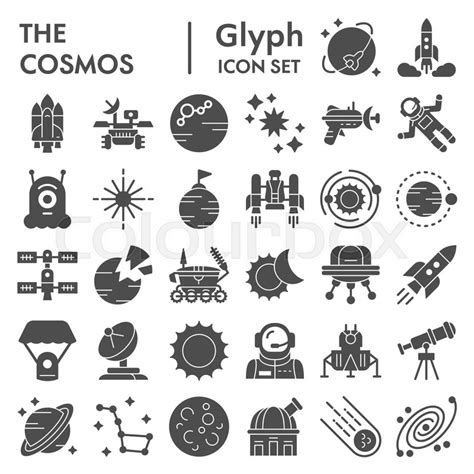 Cosmos Glyph Icon Set Space Symbols Stock Vector Colourbox