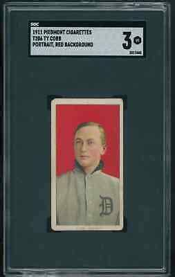 1909 T206 TY COBB Red Portrait SGC 3 VG Piedmont 350 460 Detroit