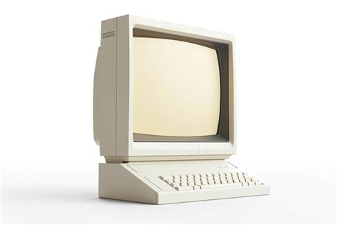 Old Crt Computer Monitor Isolated On White Premium Ai Generated Image