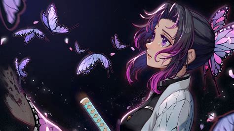 Shinobu Kocho Insect Hashira De Kimetsu No Yaiba Anime Fondo De