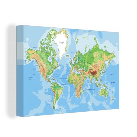 Canvas Wereldkaart Topografie Atlas Nu 40 Korting