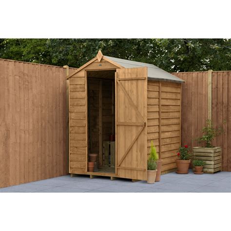 Installed 6 X 4 Overlap Apex Wooden Garden Security Shed Windowless 1