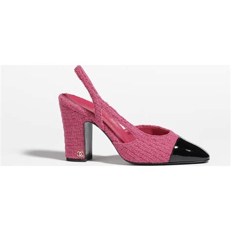 Slingbacks Wool Tweed Patent Calfskin Pink Black Fashion Chanel