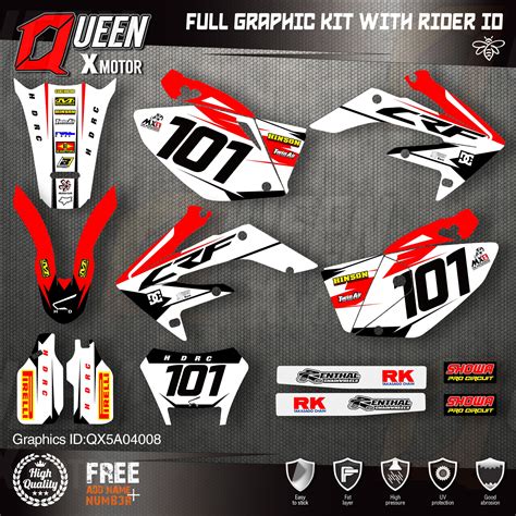 Queen X Motor Custom Team Graphics Backgrounds Decals Stickers Kit For