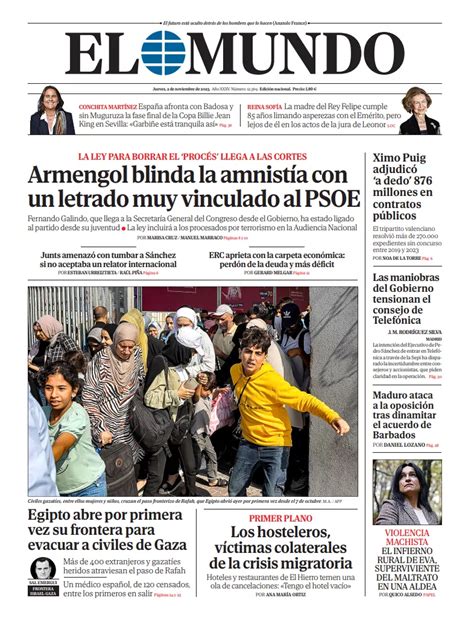 Portada De El Mundo Del Jueves De Noviembre De Medios