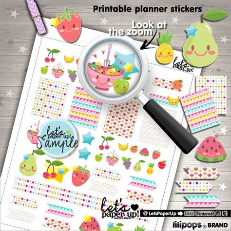 Fruit Stickers Printable Planner Stickers Meal Stickers | Etsy