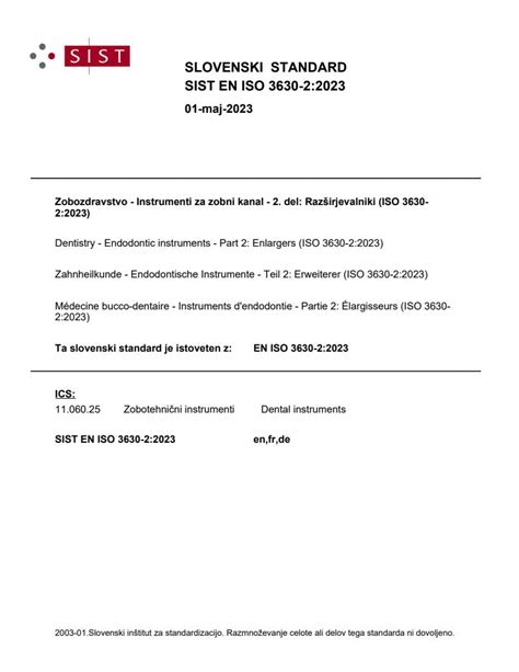 En Iso 3630 22023 Dentistry Endodontic Instruments Part 2