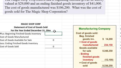 Calculating Cost Of Goods Sold Youtube