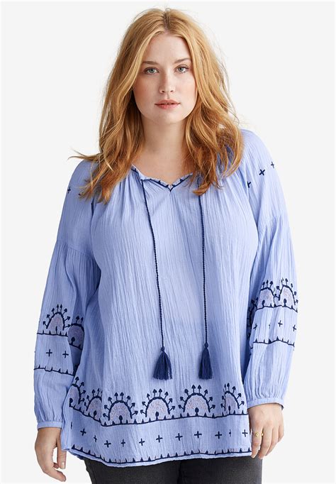 Embroidered Boho Tunic By Ellos® Fullbeauty Outlet