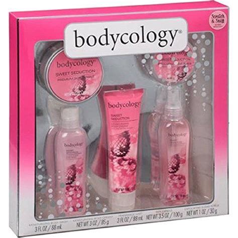 Bodycology T Set Sweet Seduction Body Wash Body Cream Fragrance Mist Exfoliating Sugar And