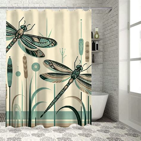 Lzatpd Shower Curtain Doodle Style Giant On Lake Bushes Nature Exotic