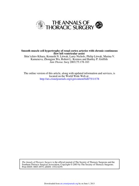 Pdf Smooth Muscle Cell Hypertrophy Of Renal Cortex Arteries With