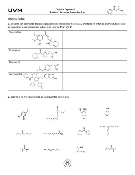 Repaso Ejercicios Generales Q Organica Qu Mica Org Nica Profesor