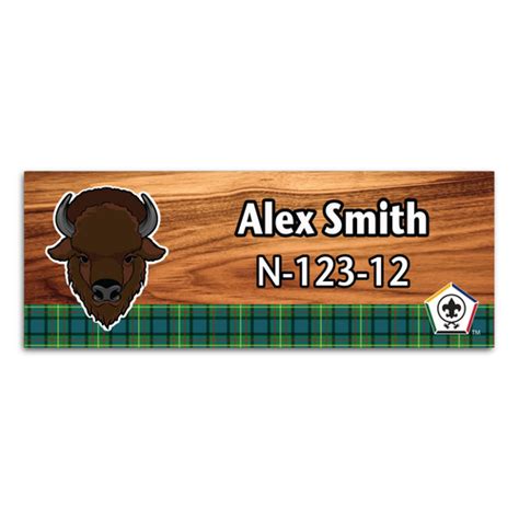 Wood Badge Name Tag Buffalo Critter Tartan