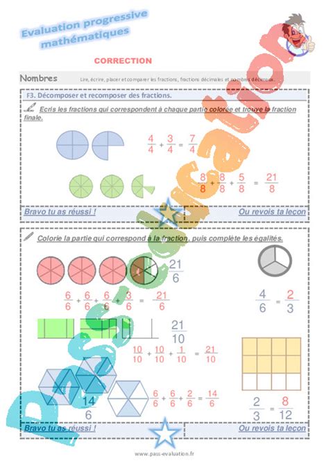 D Composer Et Recomposer Des Fractions Au Cm Evaluation Progressive