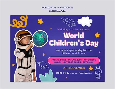 Premium PSD | World children's day invitation template design