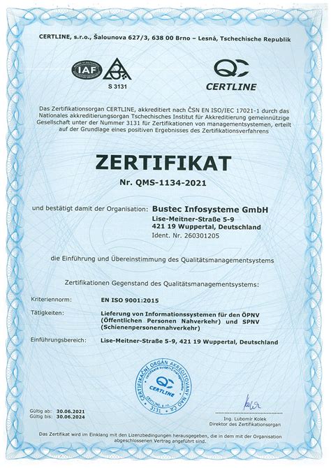 Zertifizierungen Bustec Infosysteme