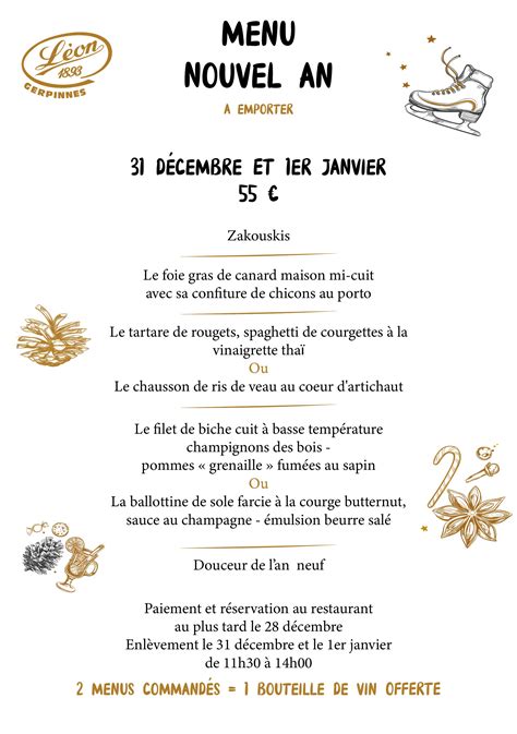 Le Menu De Nouvel An Brasserie Chez L On Gerpinnes