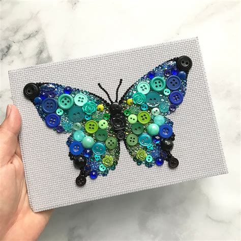 Made To Order Butterfly Button Art Small Butterly Wall Art Etsy