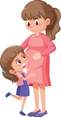 Cartoon Girl Kissing Her Mothers Cheek Royalty Free Vector