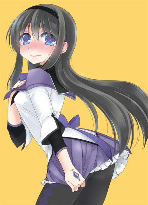 Safebooru 1girl Akemi Homura Ass Black Hair Blue Eyes Blush Cup