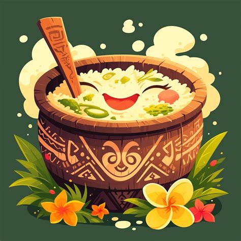 Premium Vector | Tongan Lu Pulu and Traditional Polynesian Foods