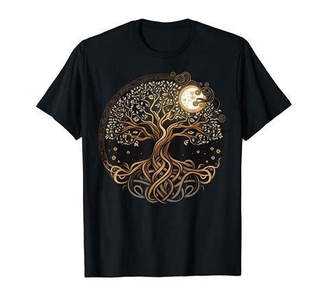 Viking Knotwork Yggdrasil On Celtic Nordic Moon Tree Of Life T Shirt