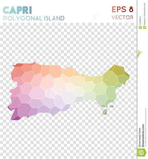 Mappa Poligonale Di Capri Isola Di Stile Del Mosaico Illustrazione