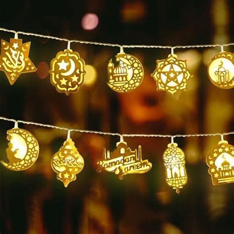 Guirlande Lumineuse Ramadan 10 LED Lumières Étoile Lune Décorations de