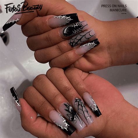 Fofosbeauty 24 Pcs Press On Acrylic False Nails Nails Tips Designs 2023long Coffin French