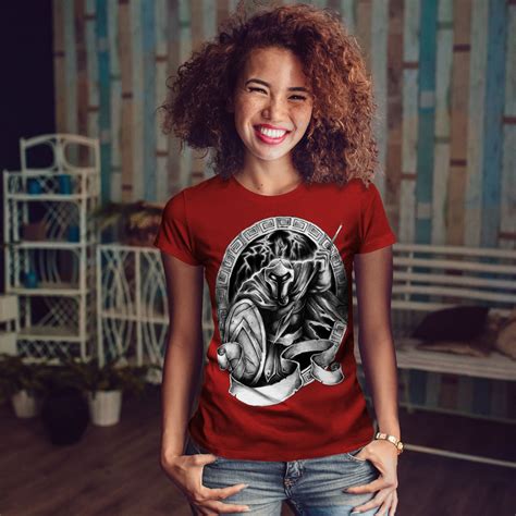 Wellcoda Spartan Warrior Womens T Shirt Movie Casual Design Printed