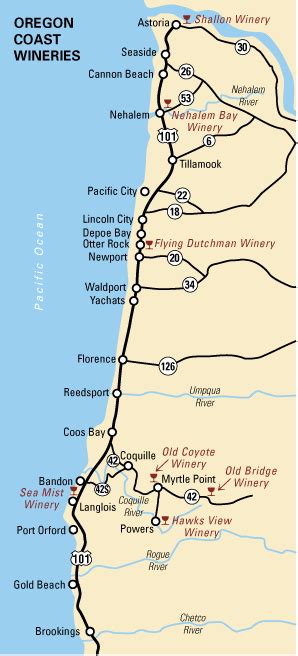 Oregon Coast Wineries Map For Wine Tasting