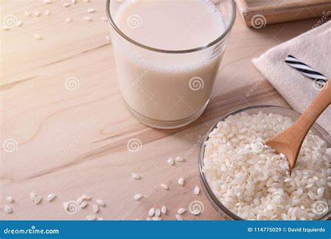 Rice Drink In A Glass On A Wood Table Elevated Stock Image Image Of Breakfast Close 114775029