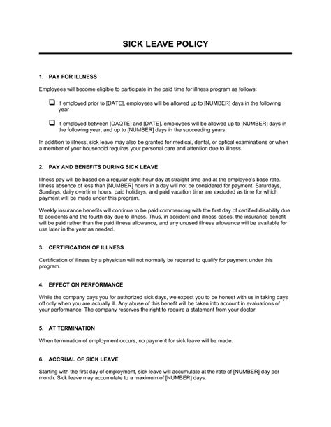 Employee Illness Policy Template