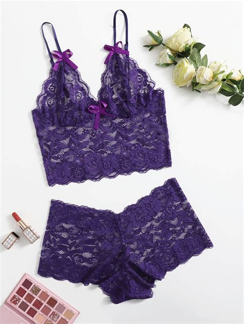 Floral Lace Scallop Trim Lingerie Set Artofit