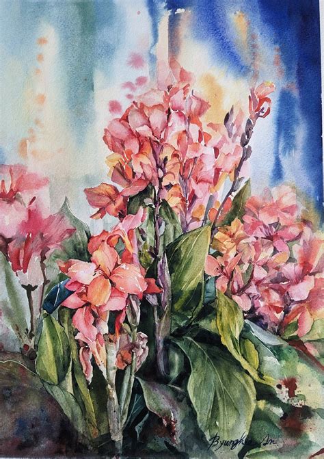 Passionate Canna Petals Original Watercolor Painting Etsy