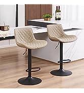 Youtaste Coffee Brown Bar Stools Set Of Adjustable Counter Height