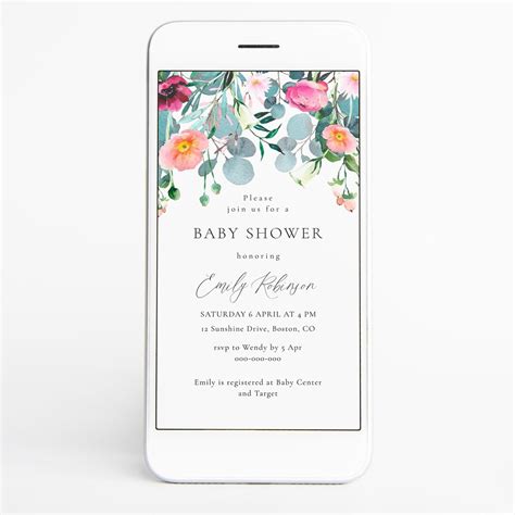 Digital Baby Shower Invitation Template Electronic Baby Shower Invite