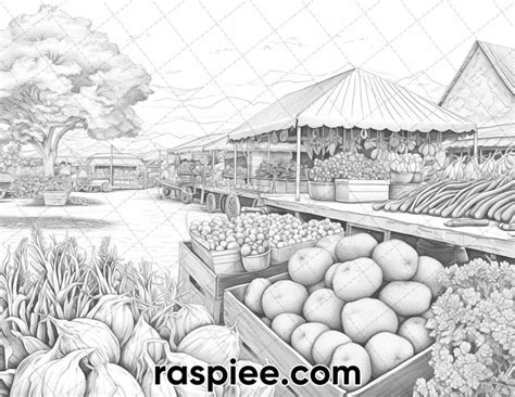 Spring Farm Life Grayscale Adult Coloring Pages Printable Pdf Inst