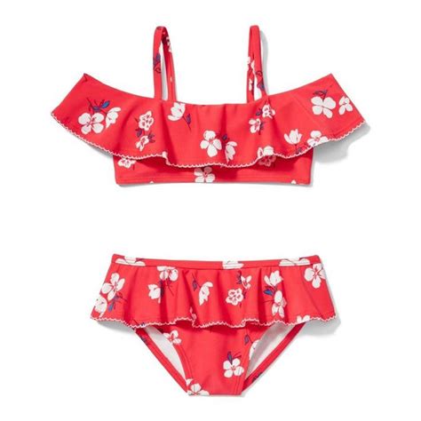 Girl Poppy Red Floral Floral Ruffle 2 Piece Swimsuit By Janie And Jack