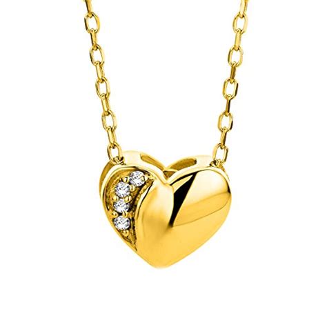 Bijoux Orovi Bijoux Femme Collier Coeur En Or Jaune Avec Diamants 0 02