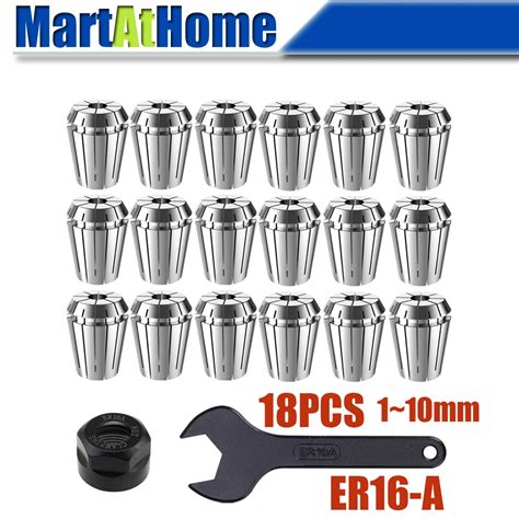 18pcs 10pcs High Precision Er16 Collet Chuck Set With Clamp Wrench