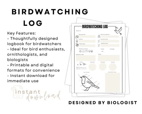 Birdwatching Log Birdwatching Journal Birding Logbook Bird Lover