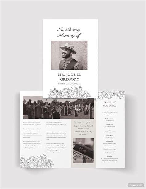 Ceremony Cremation Funeral Bi-Fold Brochure Template in PSD, InDesign ...