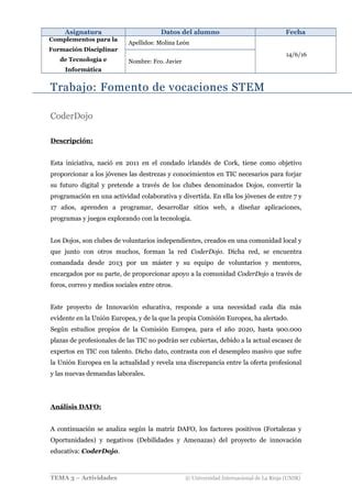 Fomento De Vocaciones Stem Por Fco Javier Molina Le N Pdf