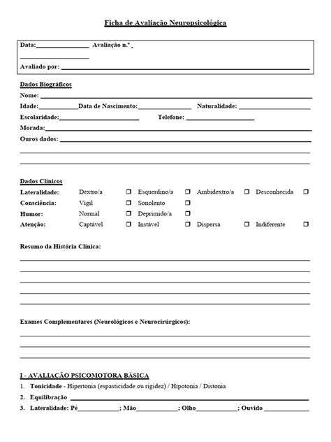 Teste De Neuropsicologia - Ficha de Avaliação Neuropsicológica | PDF | Linguística