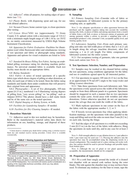 Astm D3512d3512m 10e2 Standard Test Method For Pilling Resistance