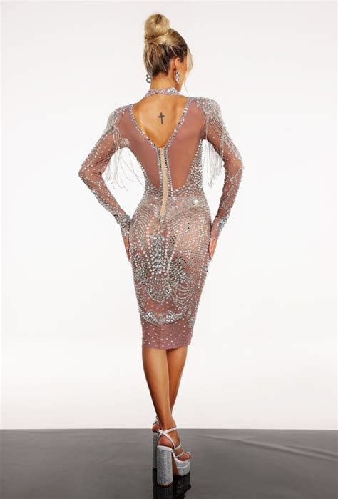 Mini Sheer Transparent Rhinestone Dress ShapeMiNow
